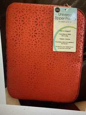Universal Zipper Tablet Sleeve - Red Floral Cutout